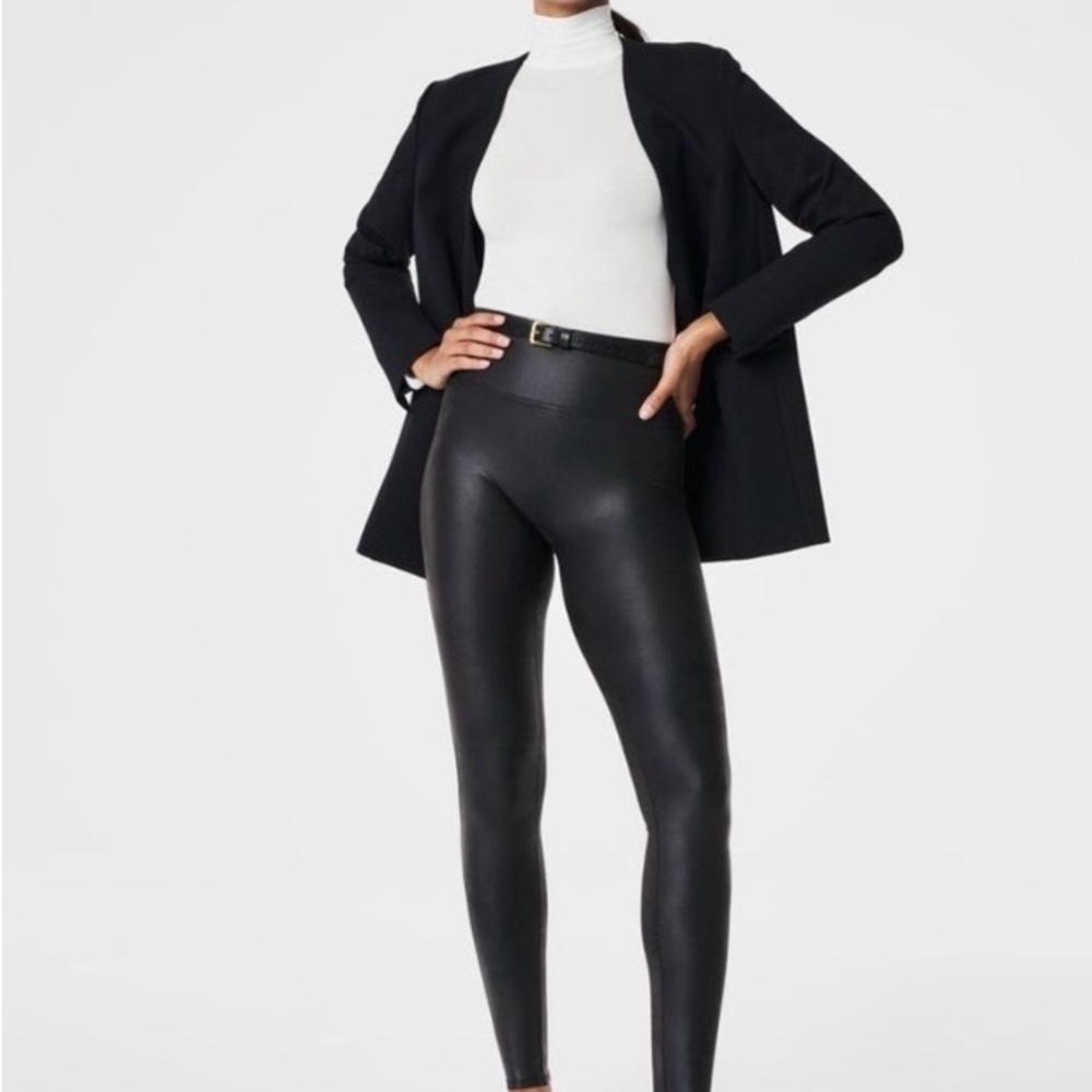SPANX Faux Leather High-Rise Black Leggings